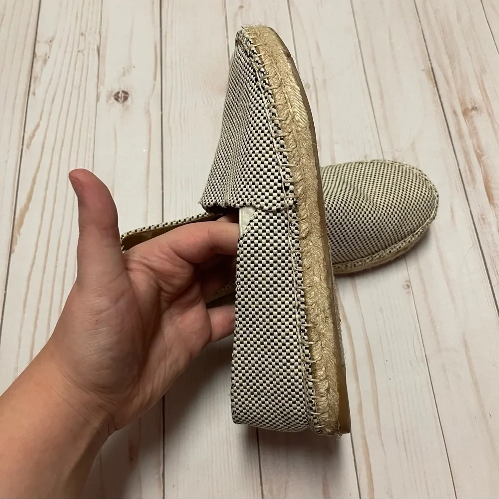 Talbots Izzy Espadrille Two Tone Check Print Slip On Flats Women's Size 6.5